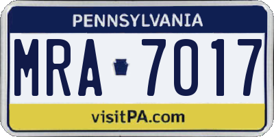 PA license plate MRA7017