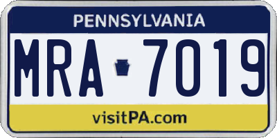 PA license plate MRA7019