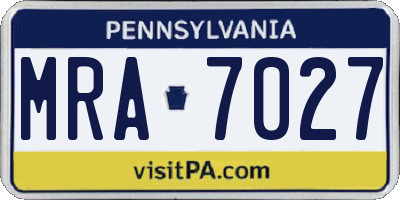 PA license plate MRA7027