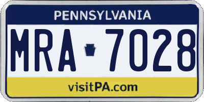PA license plate MRA7028