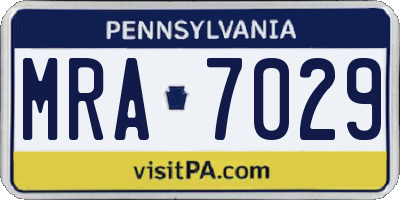 PA license plate MRA7029