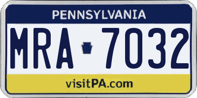 PA license plate MRA7032