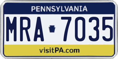 PA license plate MRA7035