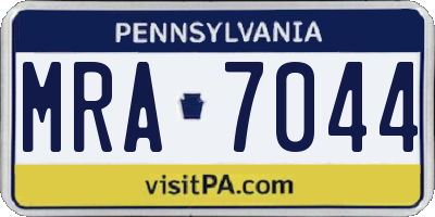 PA license plate MRA7044