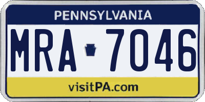 PA license plate MRA7046