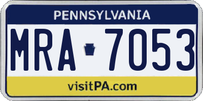 PA license plate MRA7053