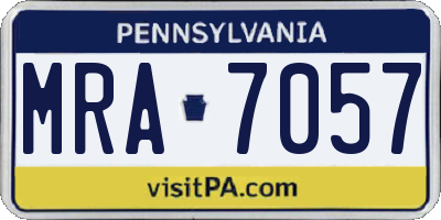 PA license plate MRA7057