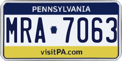 PA license plate MRA7063