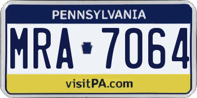 PA license plate MRA7064