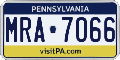 PA license plate MRA7066