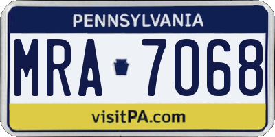 PA license plate MRA7068