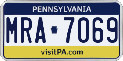 PA license plate MRA7069