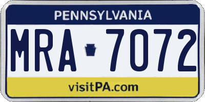 PA license plate MRA7072