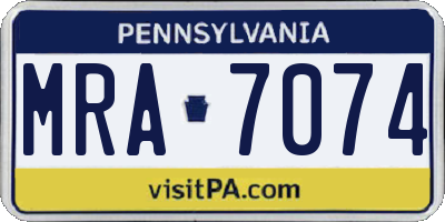 PA license plate MRA7074
