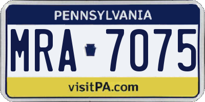 PA license plate MRA7075