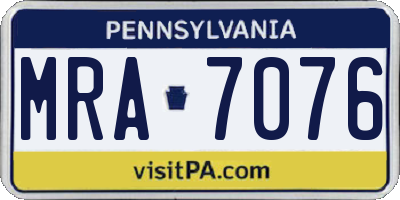 PA license plate MRA7076