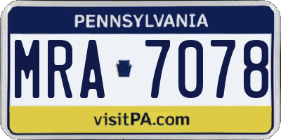 PA license plate MRA7078