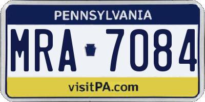 PA license plate MRA7084