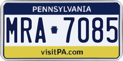 PA license plate MRA7085