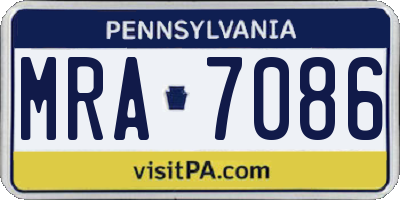 PA license plate MRA7086