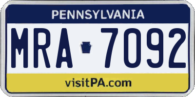 PA license plate MRA7092