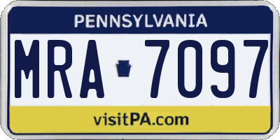 PA license plate MRA7097