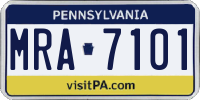 PA license plate MRA7101