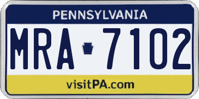 PA license plate MRA7102