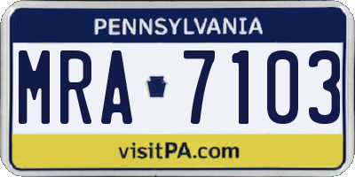 PA license plate MRA7103