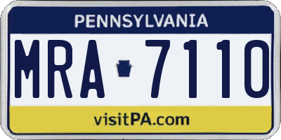 PA license plate MRA7110