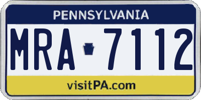 PA license plate MRA7112