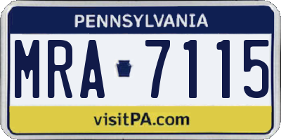 PA license plate MRA7115