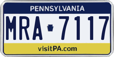 PA license plate MRA7117