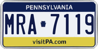 PA license plate MRA7119