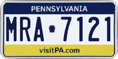 PA license plate MRA7121