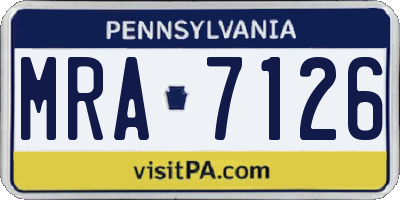 PA license plate MRA7126