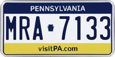 PA license plate MRA7133