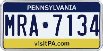 PA license plate MRA7134