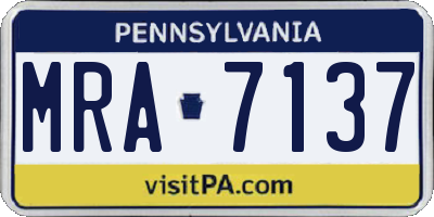 PA license plate MRA7137