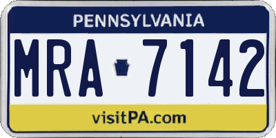 PA license plate MRA7142
