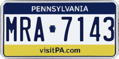 PA license plate MRA7143