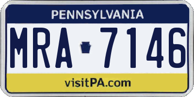 PA license plate MRA7146