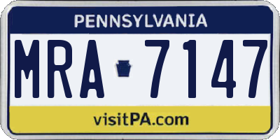 PA license plate MRA7147