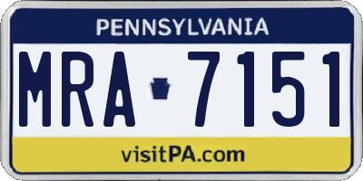 PA license plate MRA7151