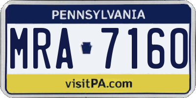 PA license plate MRA7160