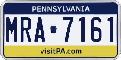 PA license plate MRA7161