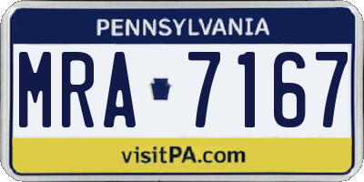PA license plate MRA7167