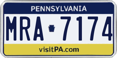 PA license plate MRA7174