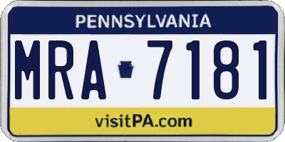 PA license plate MRA7181