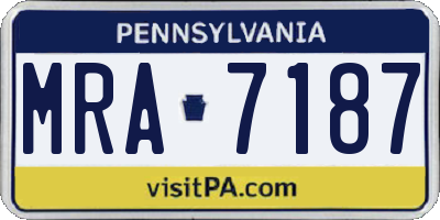 PA license plate MRA7187